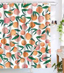 Pick from floral, stripes, ombre, geometric prints, abstract prints, solid tones. Amazon Com Lifeel Orange Shower Curtains Funny Fruit Design Fabric Summer Shower Curtain Set Peach Shower Curtain Orange Shower Curtain Funny Shower Curtains