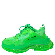 Browse mens balenciaga shoes at harrods including boots, loafers, track trainers and smart treading the line between street style and sportswear, balenciaga men's shoes have gained cult. Balenciaga Neon Green Mesh And Leather Triple S Platform Sneakers Size 41 Balenciaga Tlc