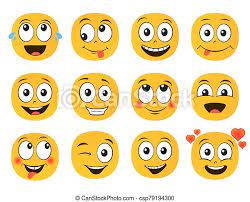How to add emojis to photos. Fun Smile Emoticons Faces Set Of Emoji Flat Style Vector Illustration Canstock