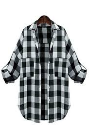 Black And White Buffalo Plaid Shirt Womens Vintage Style Loose Fit Plaid Shirt With Images Plaid Shirt Women Black Blouse Long Sleeve Women S Plaid Shirt