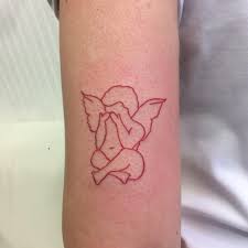 Angel In Red For Prapyjonh Red Ink Tattoos Red Tattoos Baby Tattoos