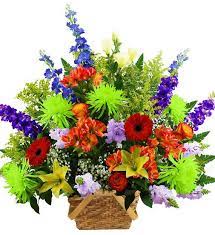 Can sympathy flowers be colorful. Traditional Colorful Sympathy Basket Avas Flowers