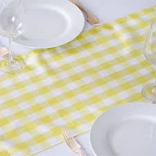 Buffalo Plaid Table Runner Yellow White Gingham Polyester Checkered Table Runner In 2020 Buffalo Plaid Table Runner Party Table Cloth Table Runners