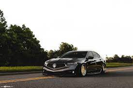 Vip Style Slammed Acura Tlx On Gold Plated Custom Wheels Acura Tlx Custom Wheels Acura