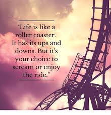 Life Is Like A Roller Coaster It Has Its Ups And Downs But It S Your Choice To Scream Or Enjoy The Ride I Roller Coaster Roller Coaster Quotes Life Is Like