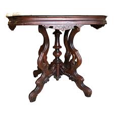 19th Century Victorian Marble Turtle Top Parlor Table Parlor Table Eastlake Furniture Table