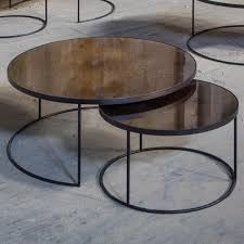 Bronze Copper Nesting Coffee Table Set Ex Display In 2020 Large Square Coffee Table Round Nesting Coffee Tables Round Coffee Table Sets