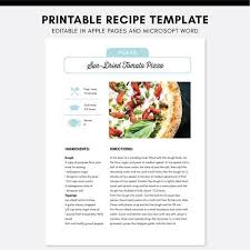 Editable Recipe Pages Template Apple Pages Microsoft Word Cookbook Printable Recipe Book Template Editable Recipes Cookbook Template Food Printables Recipe Template Recipe Binder