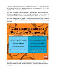 Reclusion perpetua and life imprisonment venn diagram. Principal Penalties