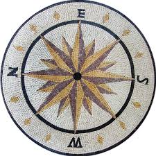 Compass Rose Mosaic Mural Www Mosaicsyourway Com Mosaic Medallion Nautical Mosaic Mosaic Art