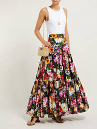 Affordable and search from millions of royalty free images, photos and vectors. Floral Print Tiered Cotton Poplin Maxi Skirt Dolce Gabbana Matchesfashion Com Us Floral Maxi Skirt Maxi Skirt Dresses Casual Fall