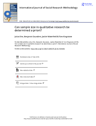 Did you conduct surveys by phone, mail, online or in person, and how long did participants methodology refers to the overarching strategy and rationale of your research project. Pdf International Journal Of Social Research Methodology Can Sample Size In Qualitative Research Be Determined A Priori Benjamin Saunders And Jackie Waterfield Academia Edu