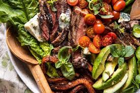 Sweet Potato Fry Steak Salad With Blue Cheese Butter Half Baked Harvest Recipe Steak Salad Fried Potatoes Salad With Sweet Potato