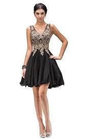 Popular Gold Applique On A Short Chiffon Homecoming Dress Masquerade Dresses Short Masquerade Dress Dama Dresses