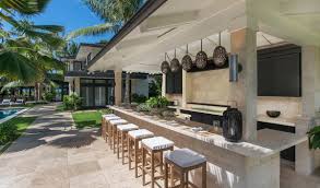 Our stylish vista outdoor bar stool from palecek features a teak wood frame and legs in golden brown finish. Trending Outdoor Bar Ideas To Try Today
