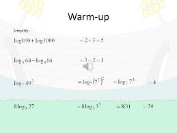 Pr operties for expanding logarithms there are 5 properties that are frequently used for expanding logarithms. 8 5 Properties Of Logarithms Goal Use The Properties Of Logarithms To Evaluate Expand And Condense Logarithmic Expressions Ppt Download