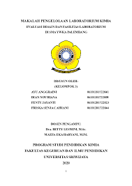 Check spelling or type a new query. Doc Makalah Pengelolaan Laboratorium Kimia Friska Senja Cahyani Academia Edu