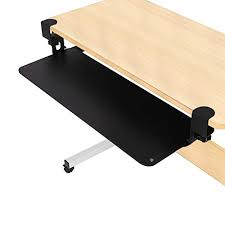 They can be extended when in use or pushed completely under your desktop when not in use, providing a handy extra drawer. Keyboard Tray Under Desk Adjustable Ergonomic Desk Extender For Keyboard Mouse Slide Keyboard Stand With Sturdy C Clamps No Screws Into Desk Buy Online In India At Desertcart In Productid 204860787