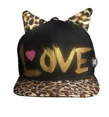 Weird Art Society Black And Cheetah Love Snapback Painted Hats Weird Art Art Society