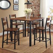 The taller height and streamlined look make counter high tables a statement maker wherever you place them. Better Homes Gardens Austen 5 Piece Counter Height Dining Set Vintage Oak On Walmart Accuweather Shop
