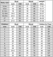 size chart baby size chart size chart for kids baby