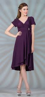 Knee Length Modest Eggplant Choir Dress Short Sleeves V Neckline 82 99 Short Sleeve Dresses Choir Dresses Cocktail Dress Maternity