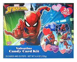Illustration spiderman studiotou touher spiderverse. Amazon Com Marvel Spiderman Valentines Day Candy Lollipops And Card Exchange Kit 4 4 Ounce Grocery Gourmet Food