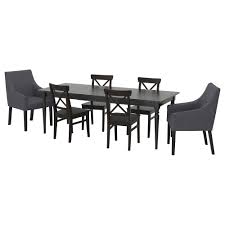 Ingatorp Ingolf Tisch Und 6 Stuhle Schwarz Sporda Dunkelgrau Ikea Osterreich Ikea Chair Ikea Dining
