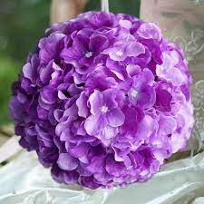 4 Pack 7 Purple Silk Hydrangea Kissing Flower Balls In 2020 Silk Hydrangeas Flower Ball Wedding Flowers