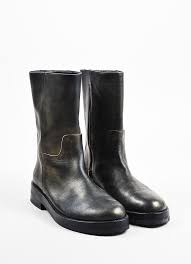 Black And Gold Motorcycle Boots Ann Demeulemeester Black And Gold Metallic Airbrushed Mid Calf Combat Boots Boots Combat Boots Womens Boots