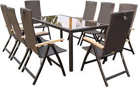 At jysk you will find folding chairs with metal legs and a seat in artificial leather. Ambientehome Malawi 64006 Seat Dining 9 Piece Folding Chair Rattan Gold Brown Amazon De Garten