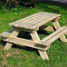 Whether your want a traditional rectangular picnic table with attached benches, or an octagonal picnic table, or separated benches, dutchcrafters has it all. Children S Adult Picnic Tables The Wooden Workshop Oakford Devon