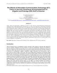 Research interests of department members Pdf The Effects Of Information Communication Technology Ict Policy On Security Compliance Among Department Of Irrigation And Drainage Did Staff In Zainudin Awang Academia Edu