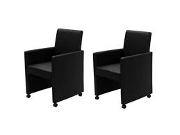 Le fauteuil de table jimi : Lot De 2 Fauteuils Chaise De Salle A Manger Salon Entree Avec Roulettes Noir Helloshop26 1902066 Vente De Helloshop 26 Conforama