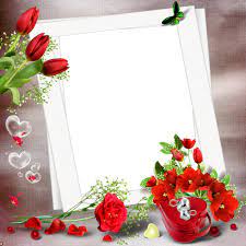 Transparent Nice Png Photo Frame With Red Flowers Free Photo Frames Love Photo Collage Photo Frame