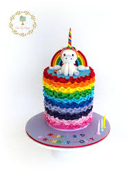 Stack cakes on a cake board, making sure to frost between each layer. Rainbow Unicorn Cake By Cakes By Design Cakesdecor