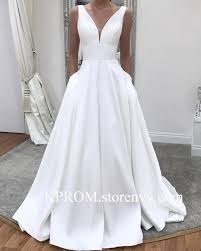 7 of 10 strapless ruffled skirt wedding. Simple White Elegant Wedding Dresses With Pockets Long A Line Satin Sleeveless Fall Wedding Gown Bridal Dress For Women Sold By Kprom On Storenvy