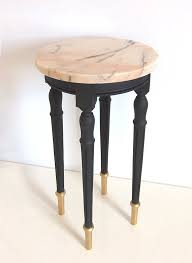 Lovely Vintage Pale Pink Marble Side Table Restored Black Etsy Black Painted Furniture Black Gold Decor Pink Furniture