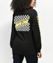 Black And Yellow Striped Long Sleeve Shirt Santa Cruz Checkered Stripe Black Yellow Long Sleeve T Shirt Zumiez Striped Long Sleeve Shirt Long Sleeve Tee Shirts Long Sleeve Shirts