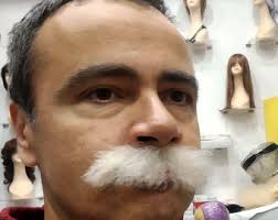 Realistic Fake White Bushy Moustache