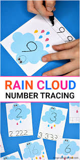The types of clouds are classified by their shape and their altitude in the sky. Rain Cloud Number Tracing Cards Frogs And Fairies