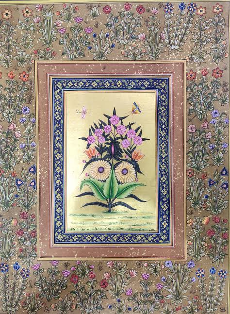 Rajasthani Miniature Painting - Handmade Flower On Rice Paper Using Real Gold - Sanchaari