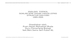 Kertas soalan psv 2611 kertas 2 telah dikeluarkan. Analisistopikal1993 2005 Doc Document