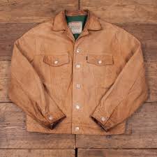 Vintage Levis Black Tab Leather Trucker Jacket Brown Tan Mens M 42 R2 Holdwest