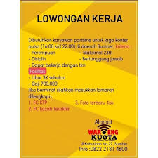 Maybe you would like to learn more about one of these? Lowongan Kerja Karyawan Part Time Waroeng Kuota Solo Info Loker Solo