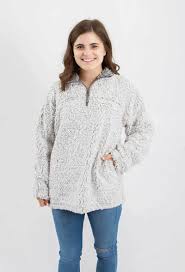 Dylan By True Grit Frosty Tipped Sherpa Pullover For Women In Putty