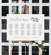 Wedding Seating Plan Editable Greenery Seating Chart Template Long Table Seating Chart Rustic Seating Arrangement Sign