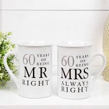 Funny 45th wedding anniversary gifts. 60th Anniversary Gift Set Two Ceramic Mugs Mr Right And Mrs Always Right