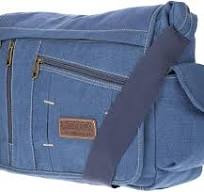 Christian Wippermann große XL Herren Damen Tasche Umhängetasche Canvas  Messenger Bag Blau : Amazon.de: Fashion