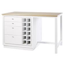 Isla Central Blanca Con 6 Cajones Y 2 Puertas Ilots Central Cuisine Meuble Cuisine Tiroir